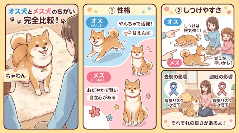 オス犬とメス犬の違い完全比較｜性格・しつけやすさ・健康・去勢の影響まで
