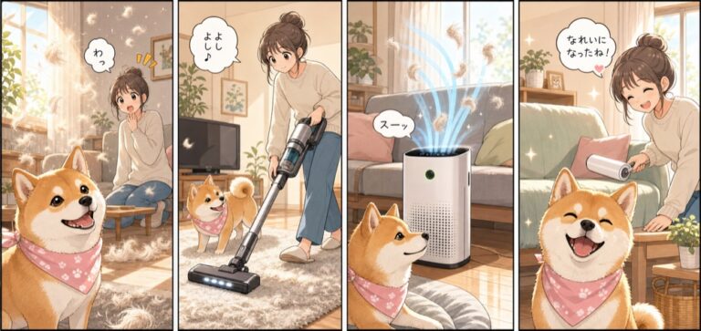 犬の抜け毛が舞う部屋の掃除術｜家電と家具選びで劇的に減らす