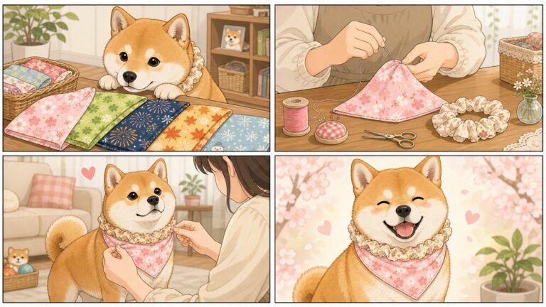 犬用バンダナ・シュシュの作り方｜季節の小物を手縫いで作る