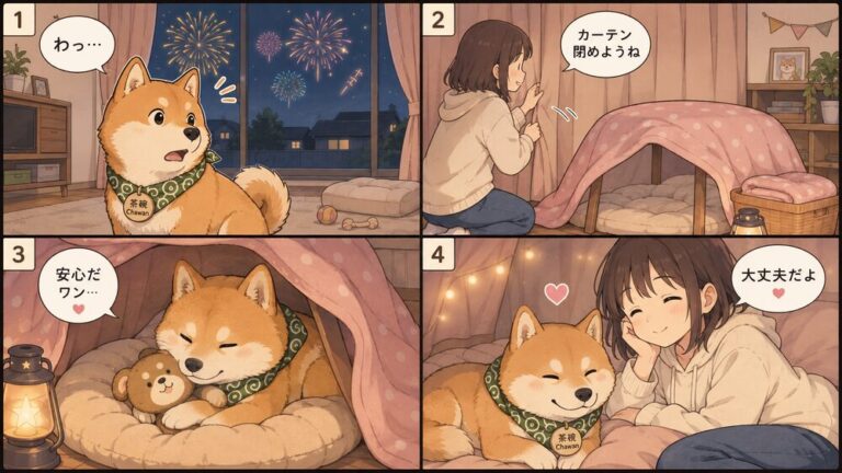 犬が花火・雷を怖がる時の対処法｜パニックを防ぐ環境と慣らし方