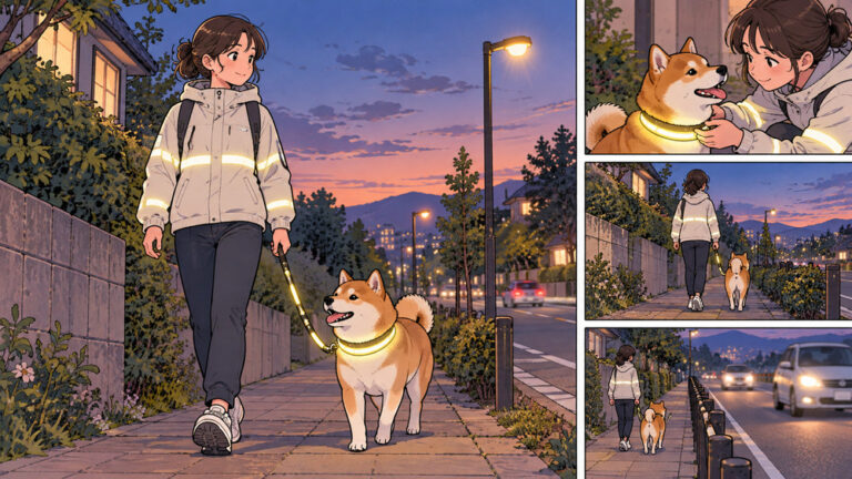 犬の夜散歩を安全に｜光るリード・反射材・LEDライトの選び方と交通事故対策