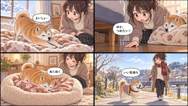 シニア犬の冬の過ごし方｜寒さで関節がこわばる季節の寝床・室温・散歩の工夫